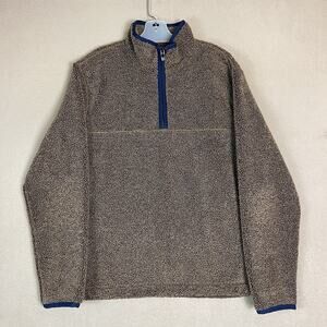Vineyard Vines Sweater Mens M Brown 1/4 Zip Nantucket Sherpa Fleece Mock Neck